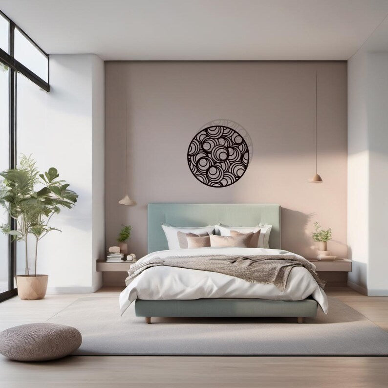 Modern Circular Wooden Wall Art for Bedroom Decor