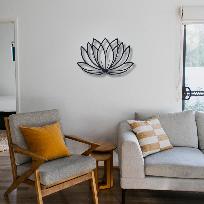 Minimalist Lotus Flower Wood Wall Art