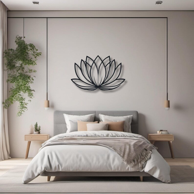 Minimalist Lotus Flower Wood Wall Art