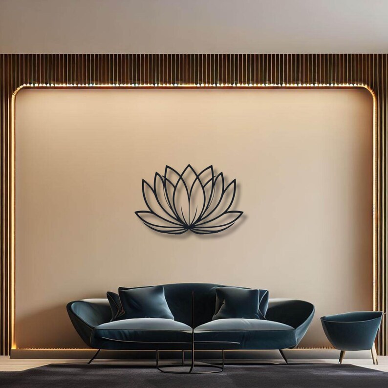 Minimalist Lotus Flower Wood Wall Art