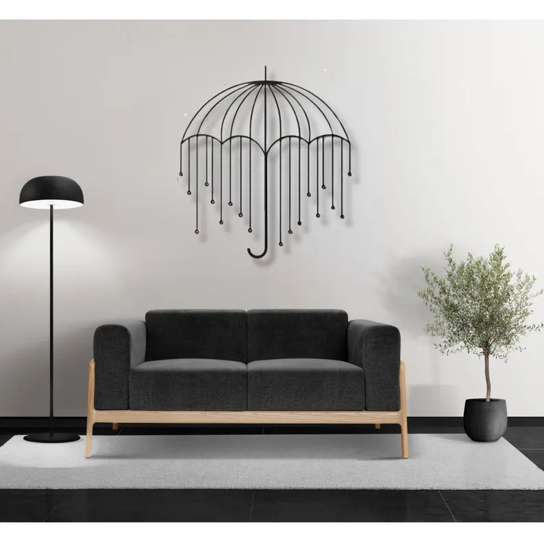 Rain-Themed Umbrella Wood Wall Art