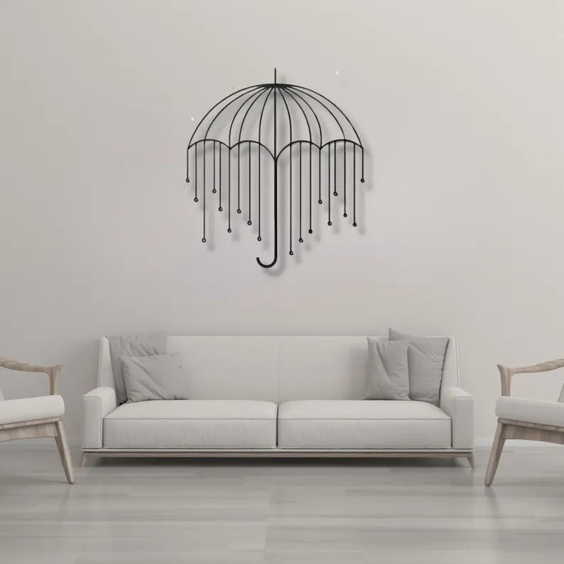 Rain-Themed Umbrella Wood Wall Art