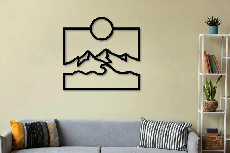 Sun and Mountain Wooden Wall Art