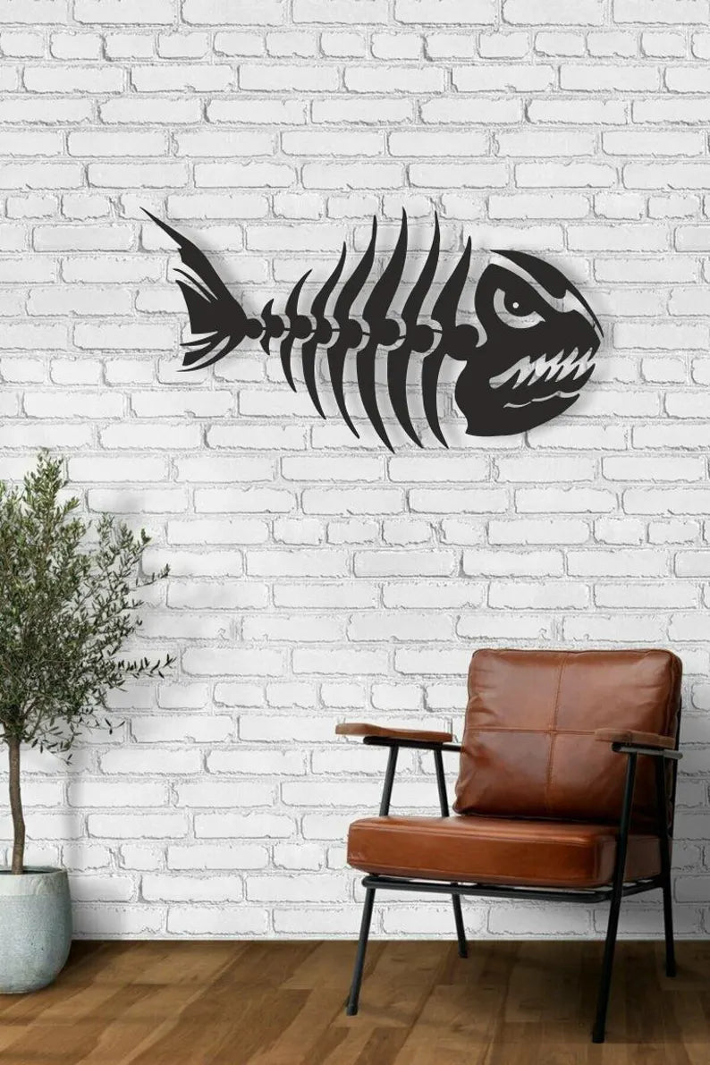 Wooden Fish Skeleton Wall Decor