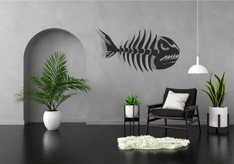 Wooden Fish Skeleton Wall Decor