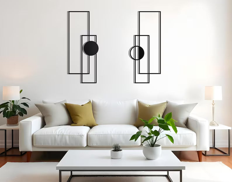 Vertical Black Geometric Wall Art