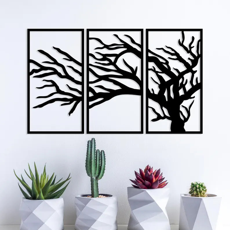Tree Divide 3 column Wooden Wall Art