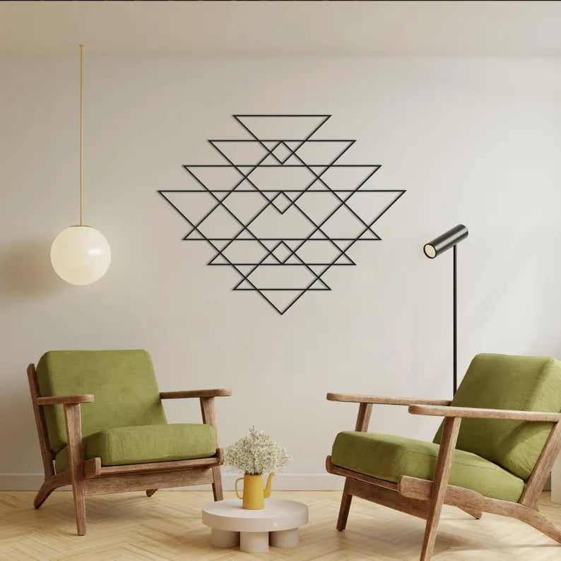 Geometric Triangles Wooden Wall Art