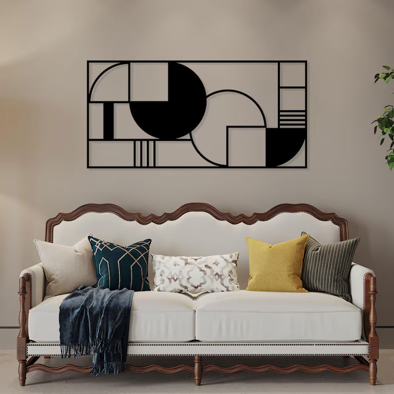 Geometric Wooden Rectangle & Circle Wall Art