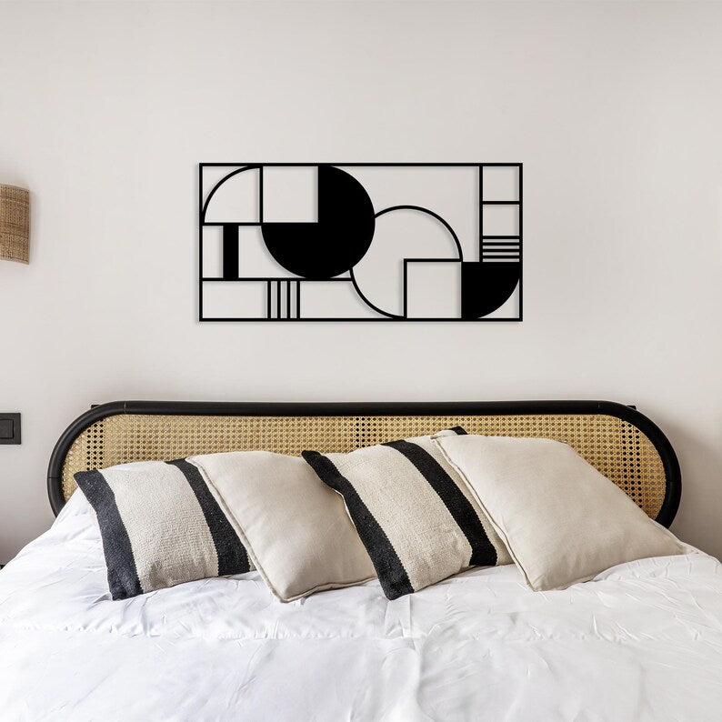 Geometric Wooden Rectangle & Circle Wall Art