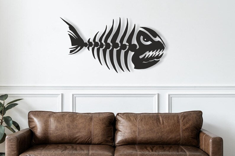 Wooden Fish Skeleton Wall Decor