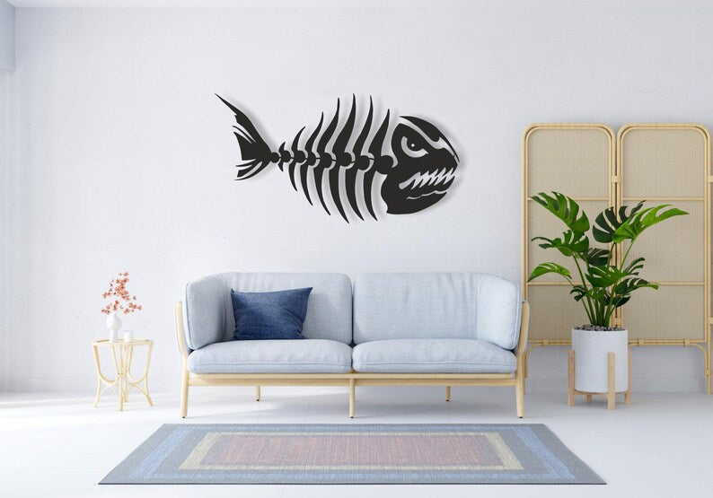 Wooden Fish Skeleton Wall Decor
