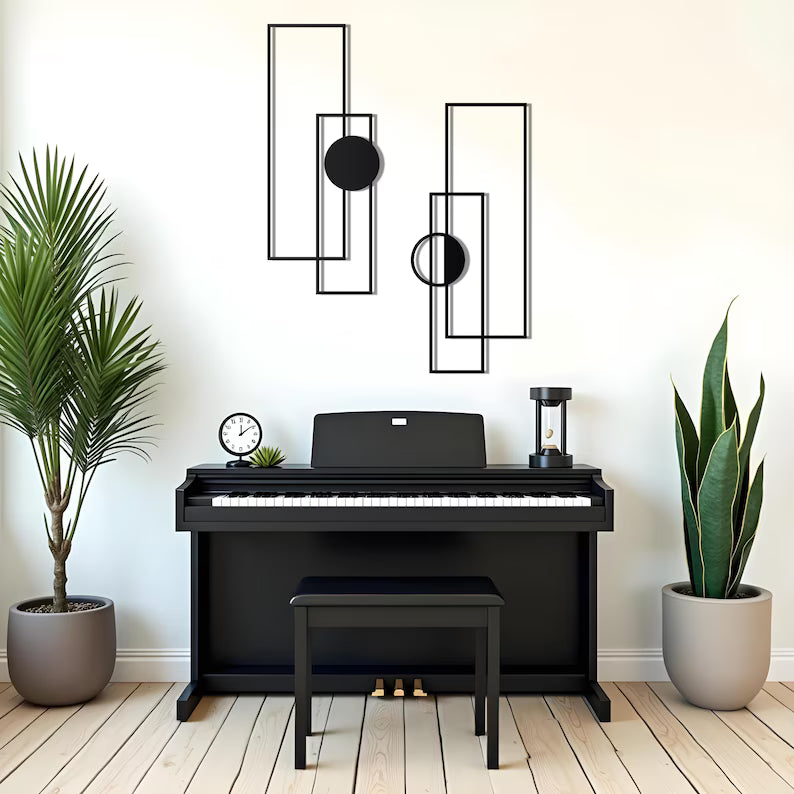 Vertical Black Geometric Wall Art