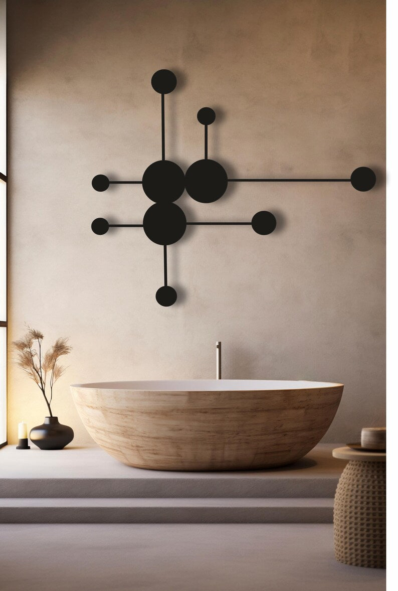 Circles & Straight Pattern Wooden Wall Art
