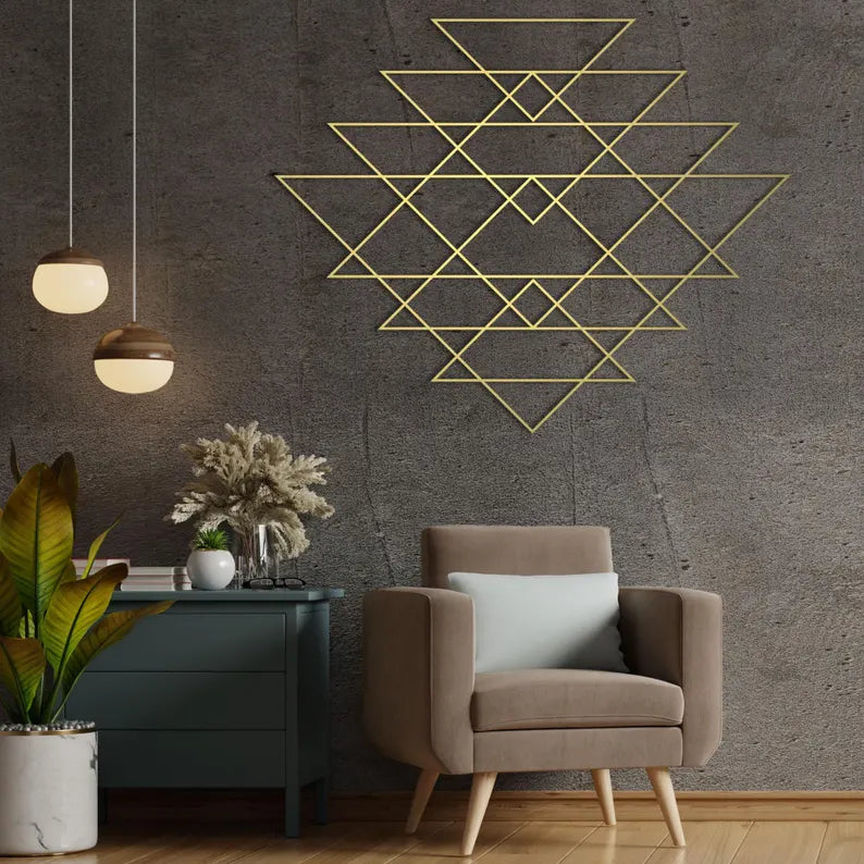 Geometric Triangles Wooden Wall Art