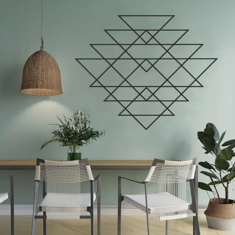 Geometric Triangles Wooden Wall Art