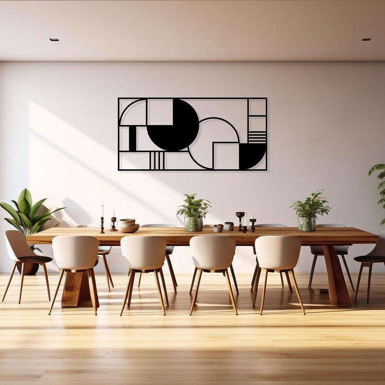 Geometric Wooden Rectangle & Circle Wall Art