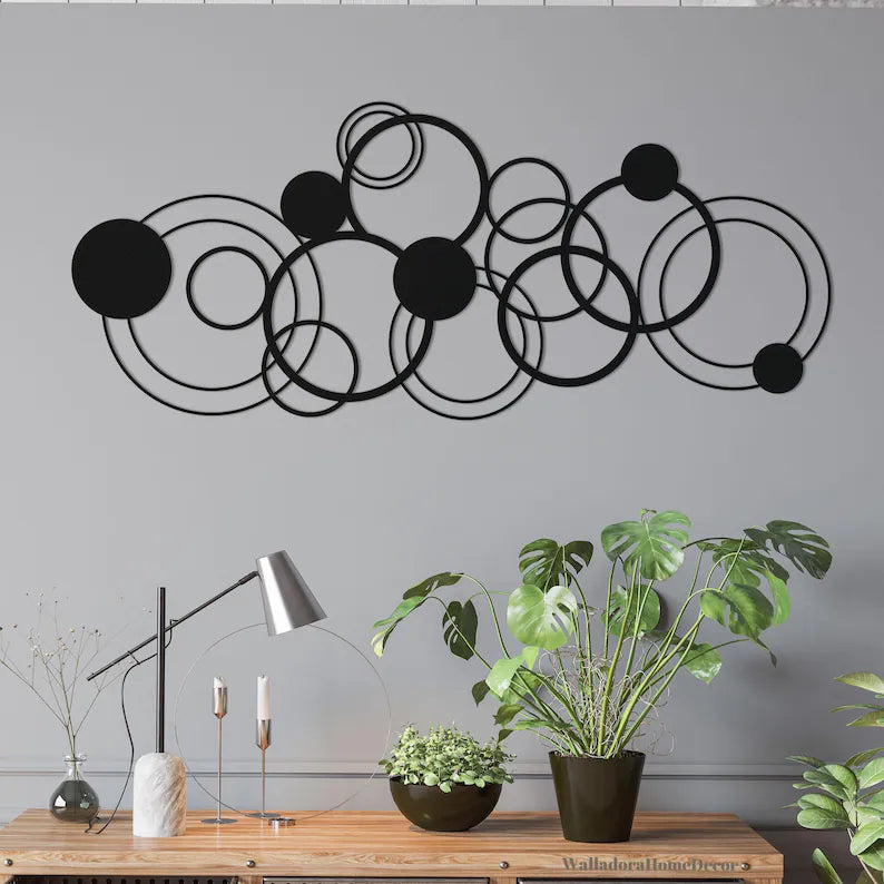 Modern Luxury Style Multi-Circle Wooden Wall Decor Art