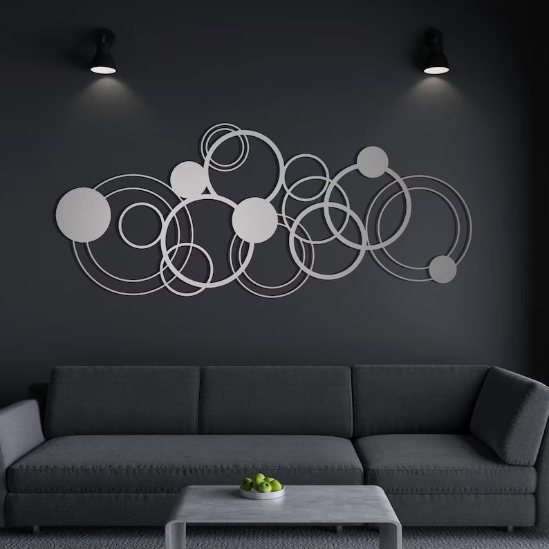 Modern Luxury Style Multi-Circle Wooden Wall Decor Art