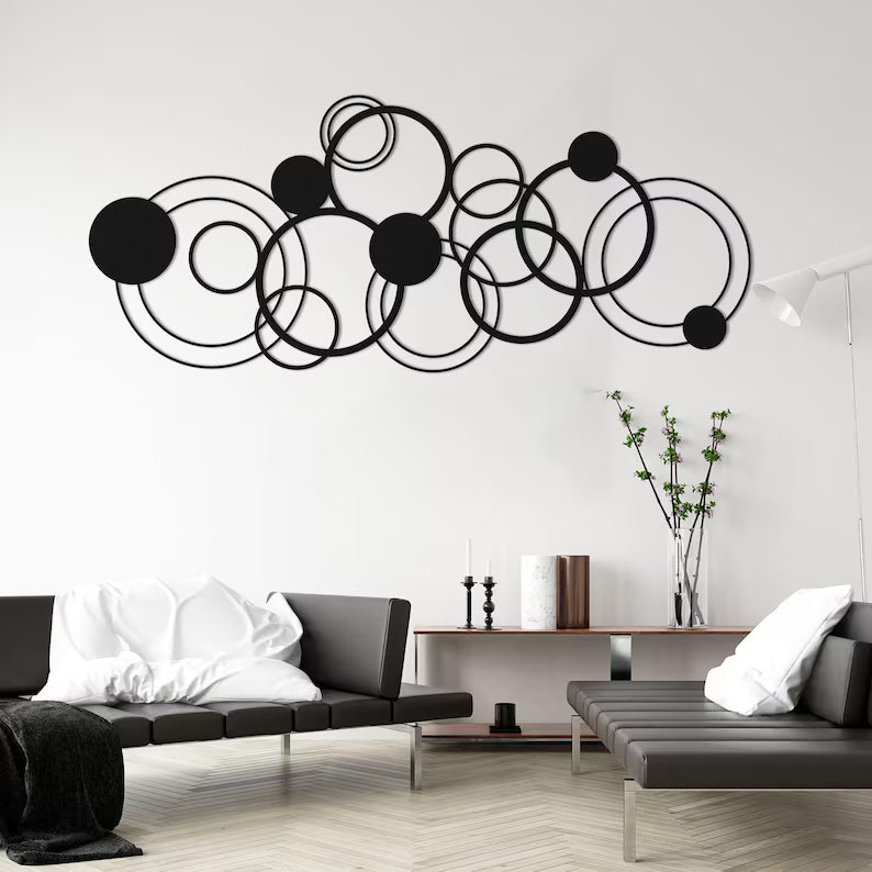 Modern Luxury Style Multi-Circle Wooden Wall Decor Art