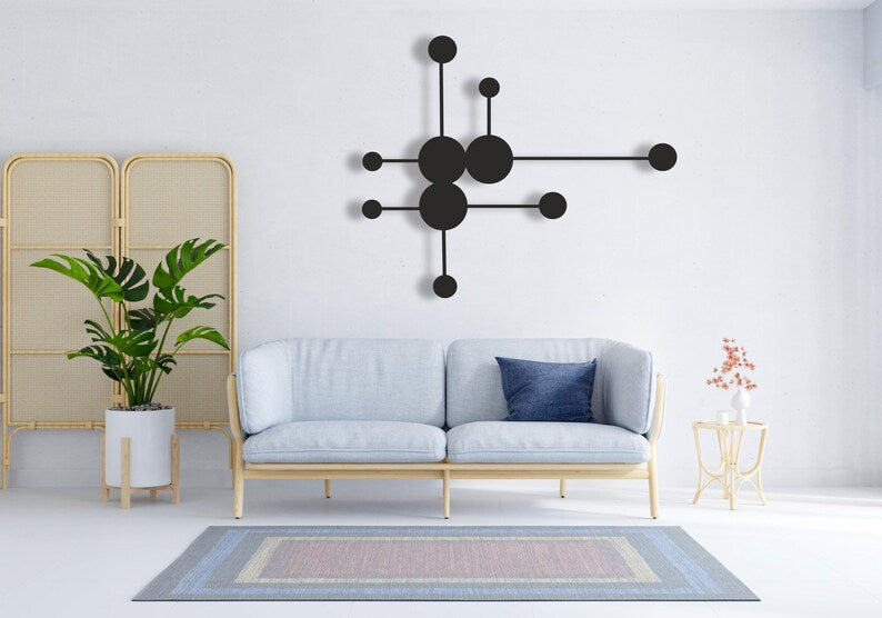 Circles & Straight Pattern Wooden Wall Art