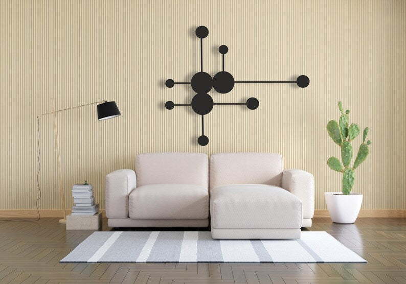 Circles & Straight Pattern Wooden Wall Art