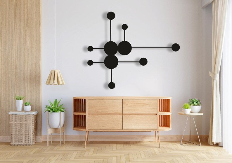 Circles & Straight Pattern Wooden Wall Art