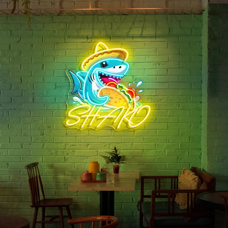 Shark Tacos Digital Neon Sign
