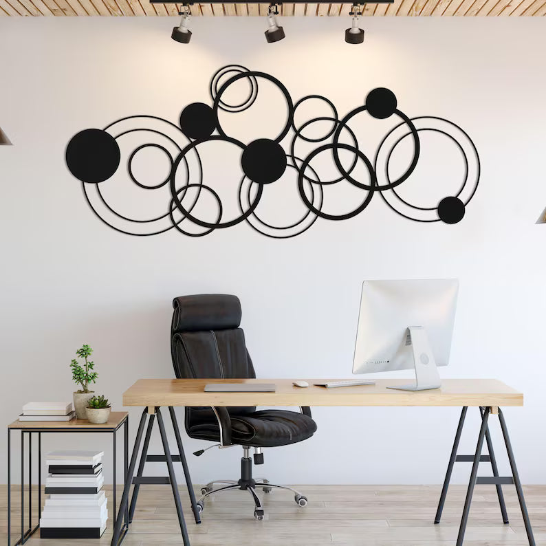 Modern Luxury Style Multi-Circle Wooden Wall Decor Art