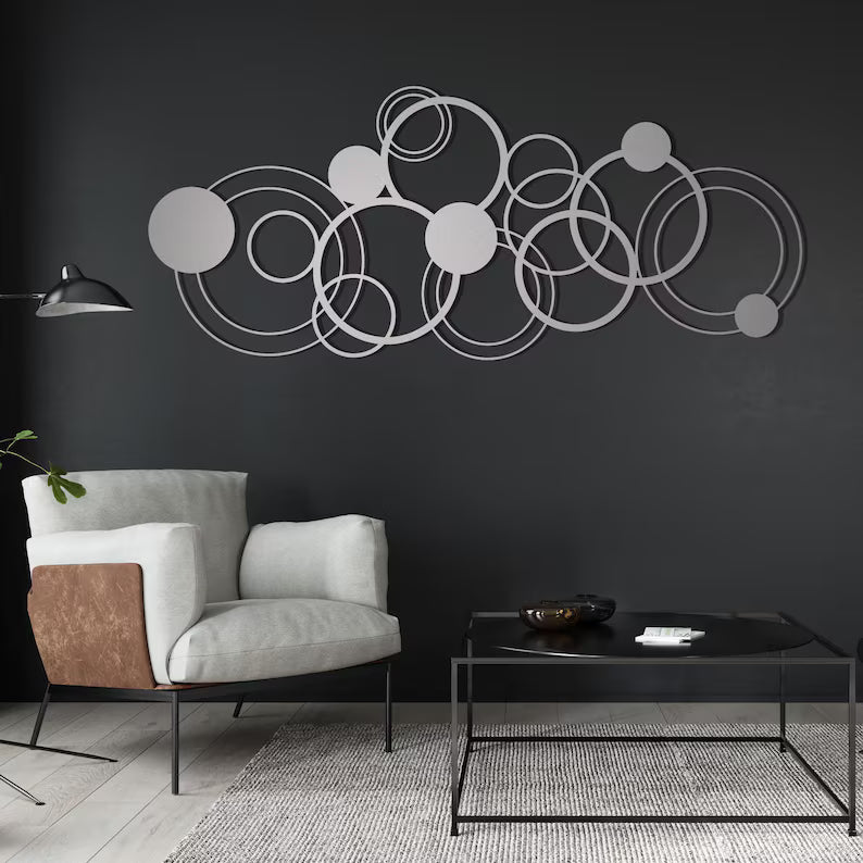 Modern Luxury Style Multi-Circle Wooden Wall Decor Art