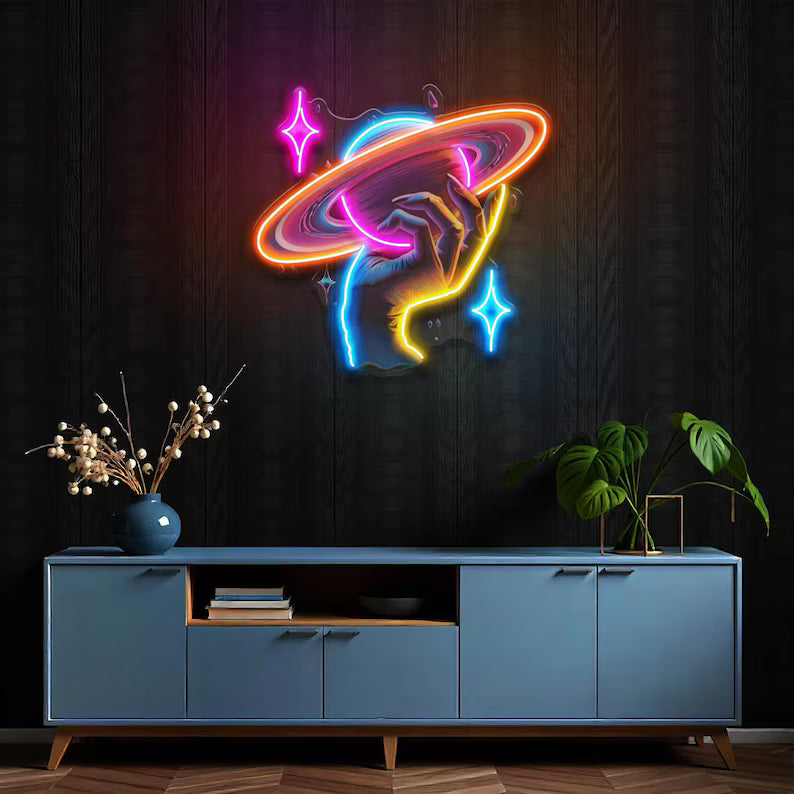 Custom Digital LED Planet Galaxy Neon Sign Art