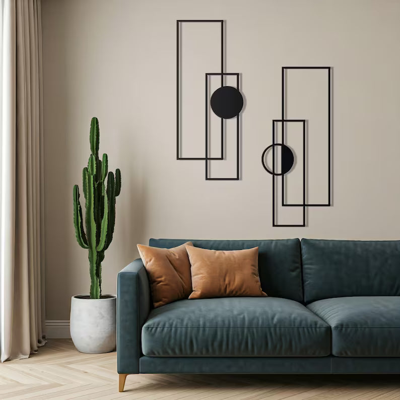 Vertical Black Geometric Wall Art