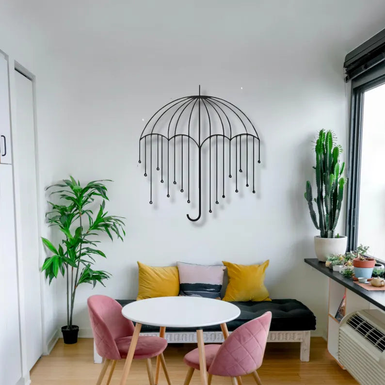 Rain-Themed Umbrella Wood Wall Art