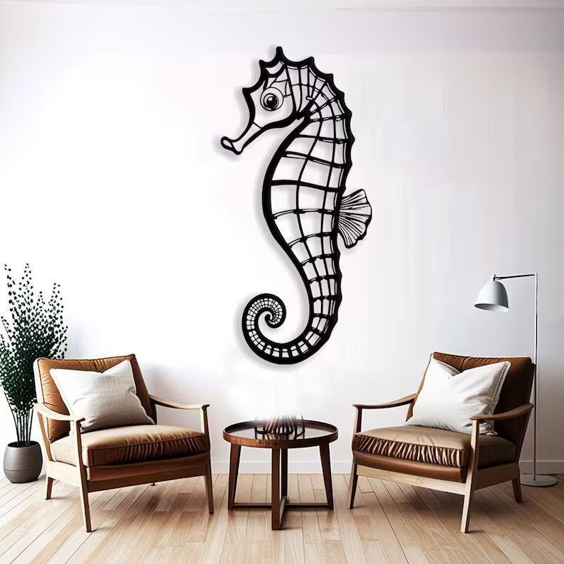 Seahorse Wooden Wall Art for Beach House Decor