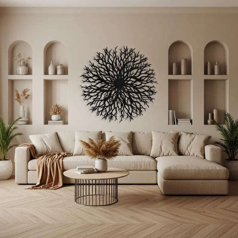 Abstract Round Wall Decor for Fireplace