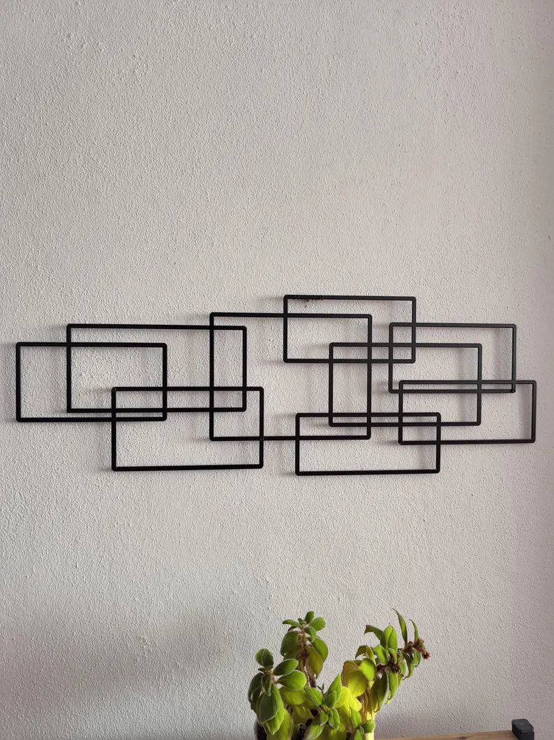 Mid Century Wood Geometric Decor Art