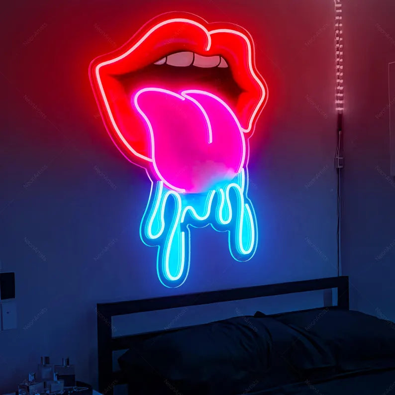 Dripping Lips Digital Printed Neon Sign