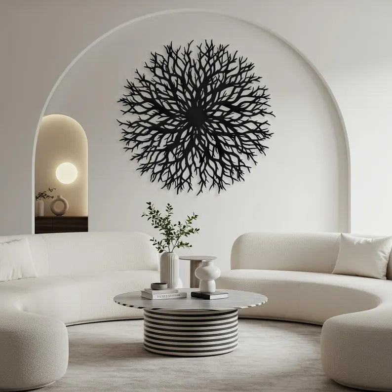 Abstract Round Wall Decor for Fireplace