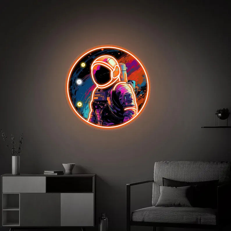 Astronaut LED Neon Sign with Digital Printed Acrylic Artwork