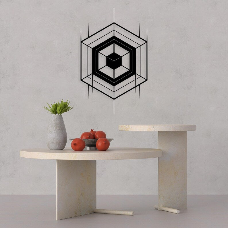 Geometric Hexagon Wood Wall Art
