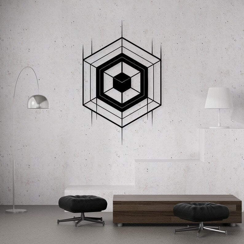 Geometric Hexagon Wood Wall Art