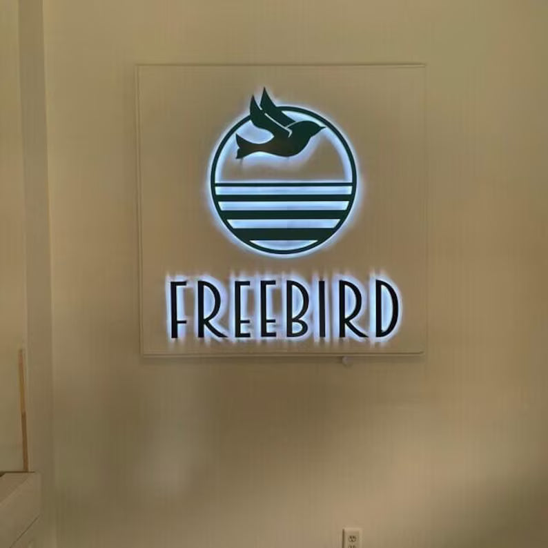 Custom Backlit Logo 3D metal Sign Wall Art
