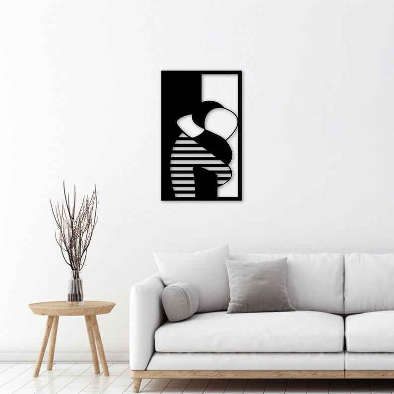 Abstract Couple Hug Design Wooden Wall Art