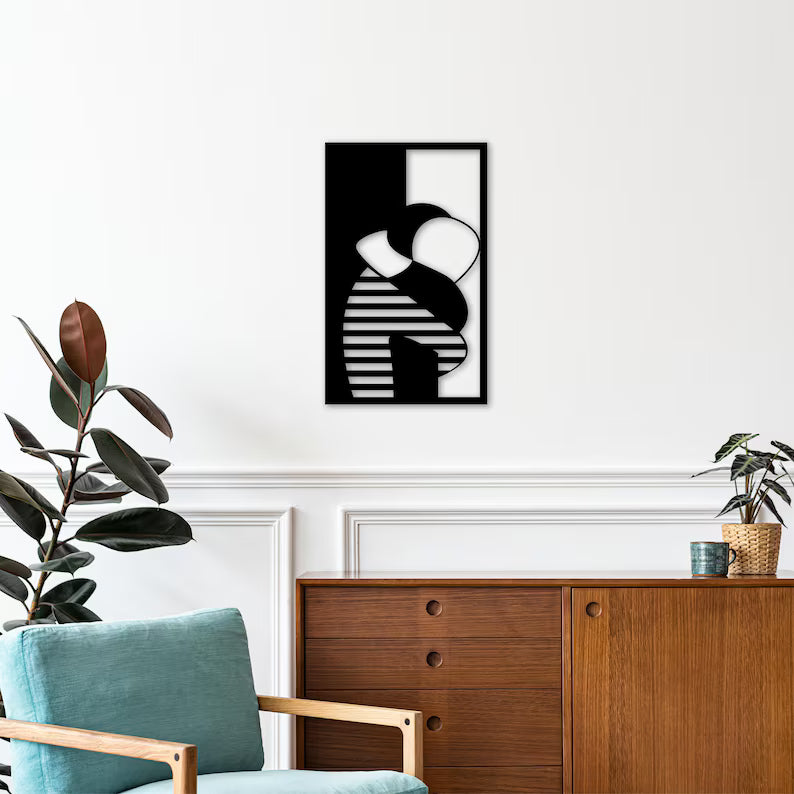 Abstract Couple Hug Design Wooden Wall Art