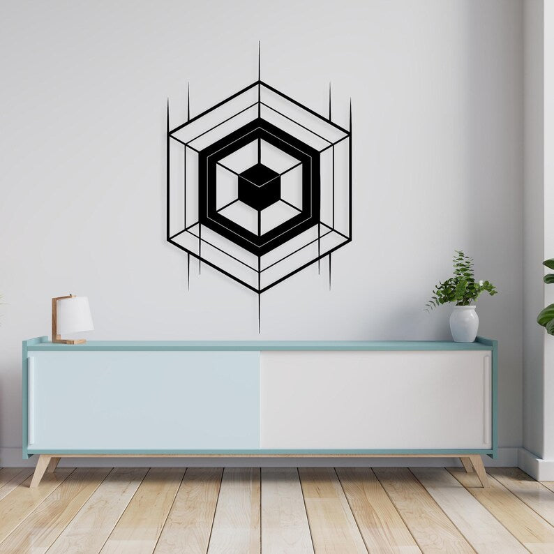 Geometric Hexagon Wood Wall Art