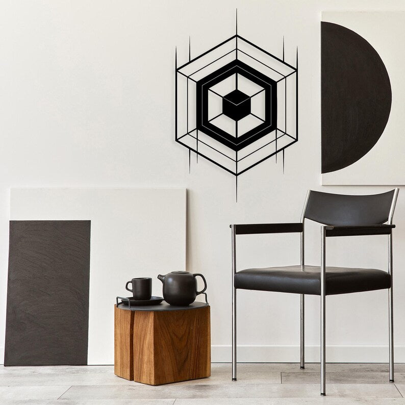 Geometric Hexagon Wood Wall Art