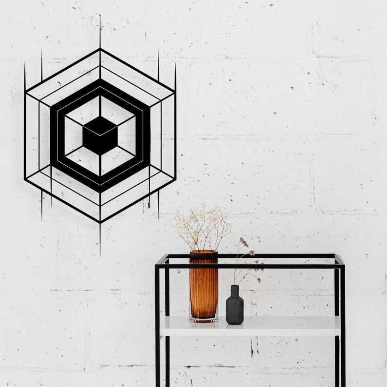 Geometric Hexagon Wood Wall Art