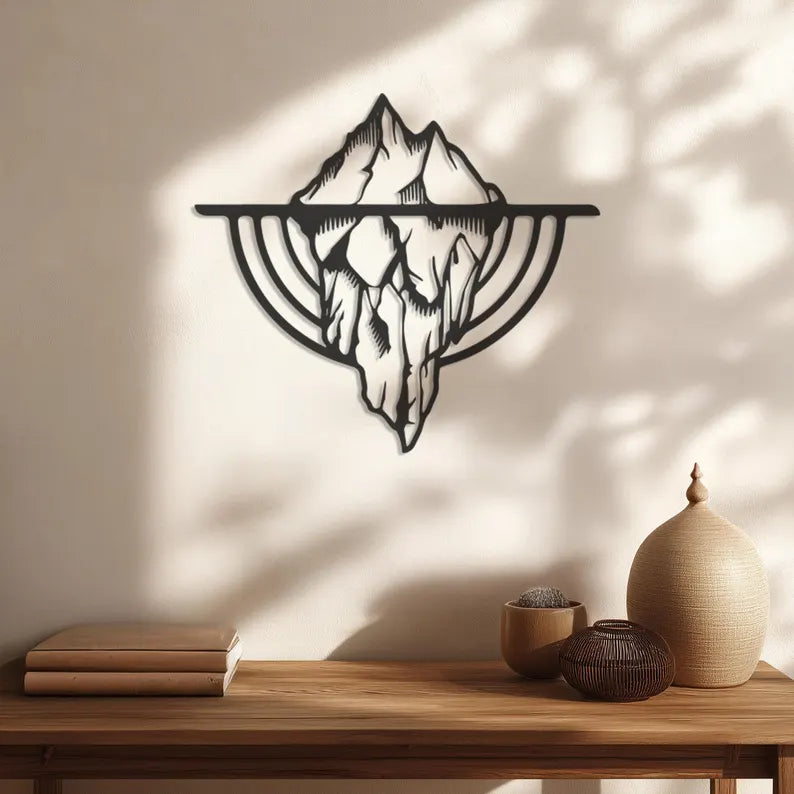 Modern Mountain Scene Wooden Wall Art