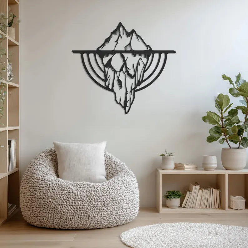 Modern Mountain Scene Wooden Wall Art