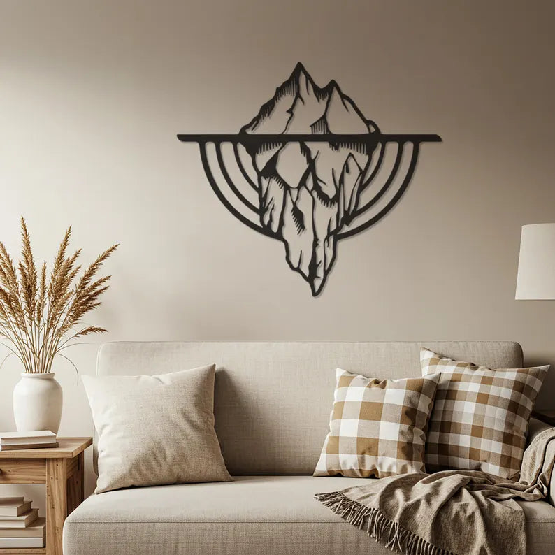 Modern Mountain Scene Wooden Wall Art